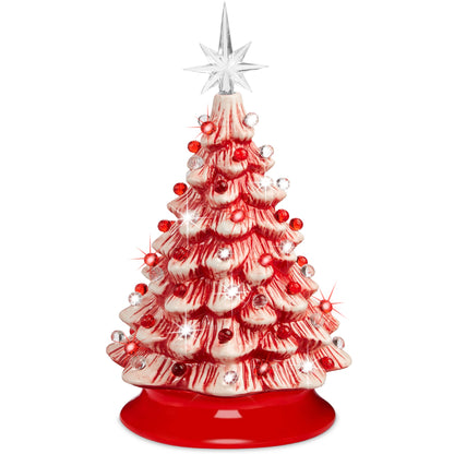 Pre-Lit Ceramic Tabletop Christmas Tree with Lights- 15in