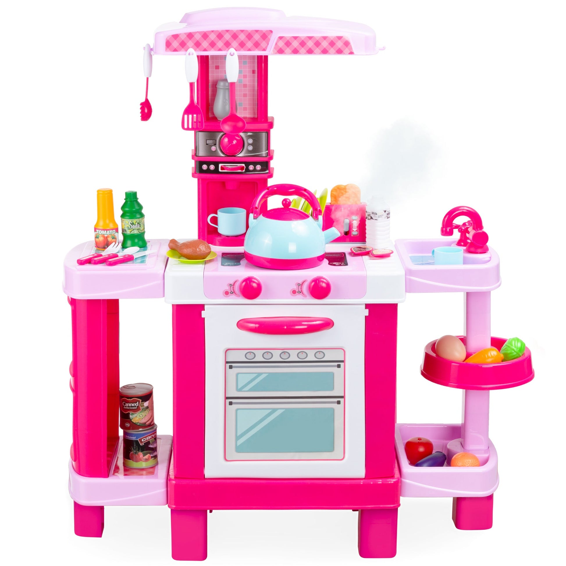 Pretend Play Kitchen Toy Set for Kids with Water Vapor Teapot