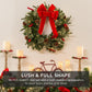 Pre-Lit Battery Powered Christmas Wreath w/ Lights, PVC Tips, Ribbon