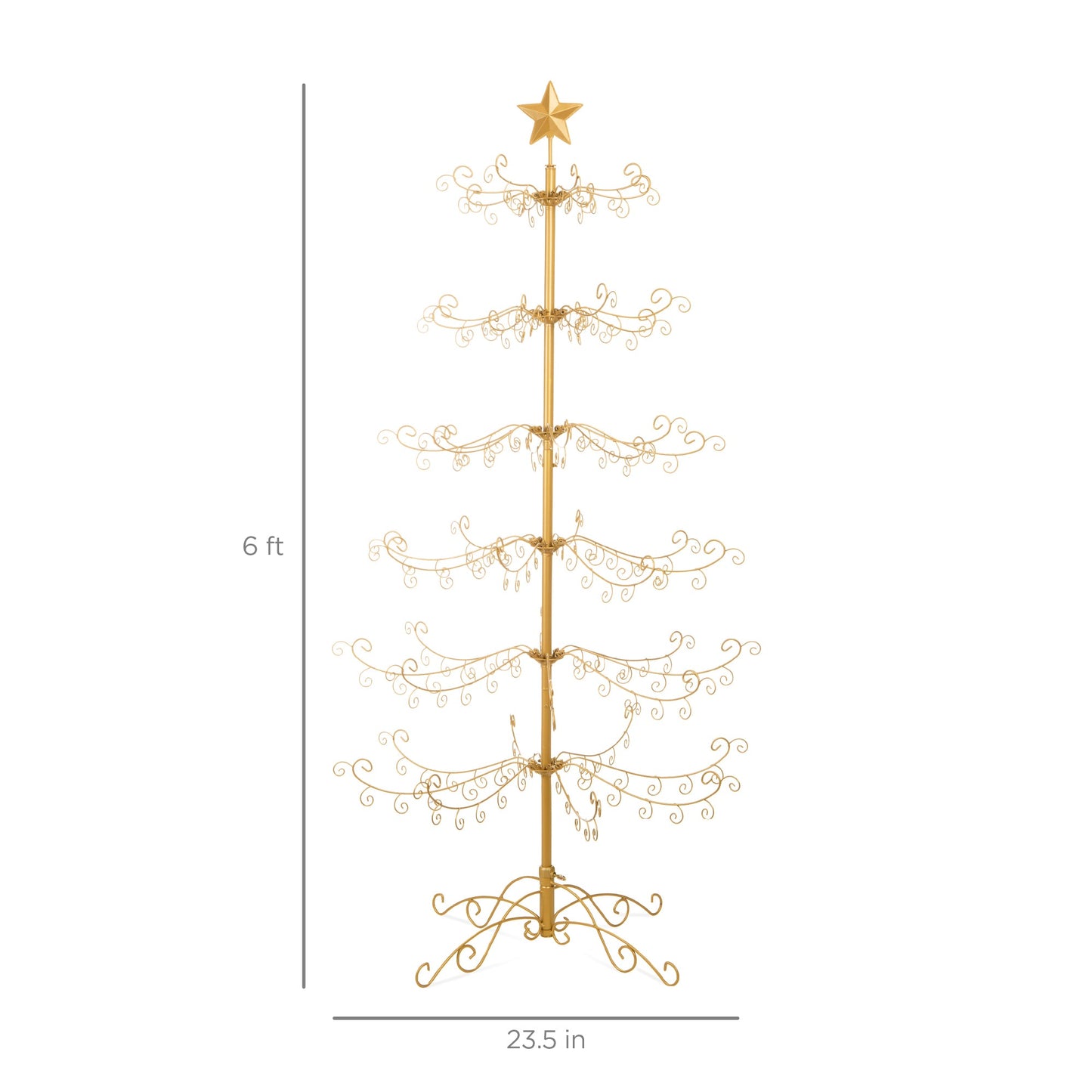 Wrought Iron Christmas Tree Ornament Display w/ Easy Assembly, Stand - 6ft