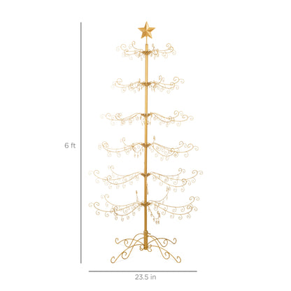 Wrought Iron Christmas Tree Ornament Display w/ Easy Assembly, Stand - 6ft