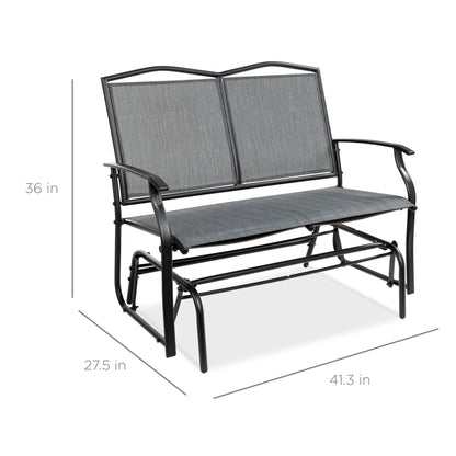 2-Person Patio Loveseat Swing Glider, Bench Rocker w/ Armrests