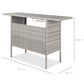 Outdoor Wicker Bar Counter Table w/ 2 Steel Shelves, 2 Rails
