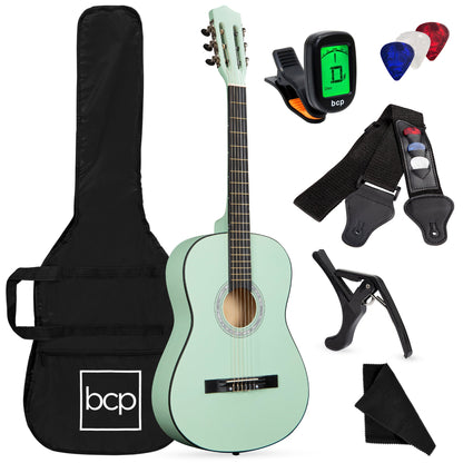 Beginner Acoustic Guitar Set w/ Case, Strap, Digital Tuner, Strings - 38in