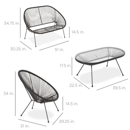 4-Piece All-Weather Acapulco Conversation Set w/ Table, Loveseat