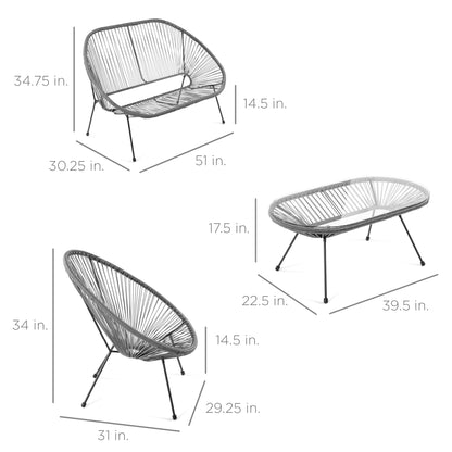 4-Piece All-Weather Acapulco Conversation Set w/ Table, Loveseat