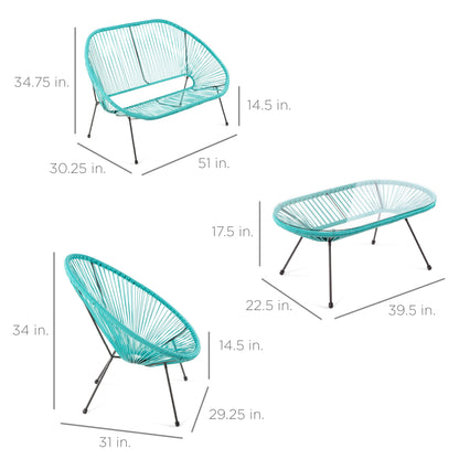 4-Piece All-Weather Acapulco Conversation Set w/ Table, Loveseat