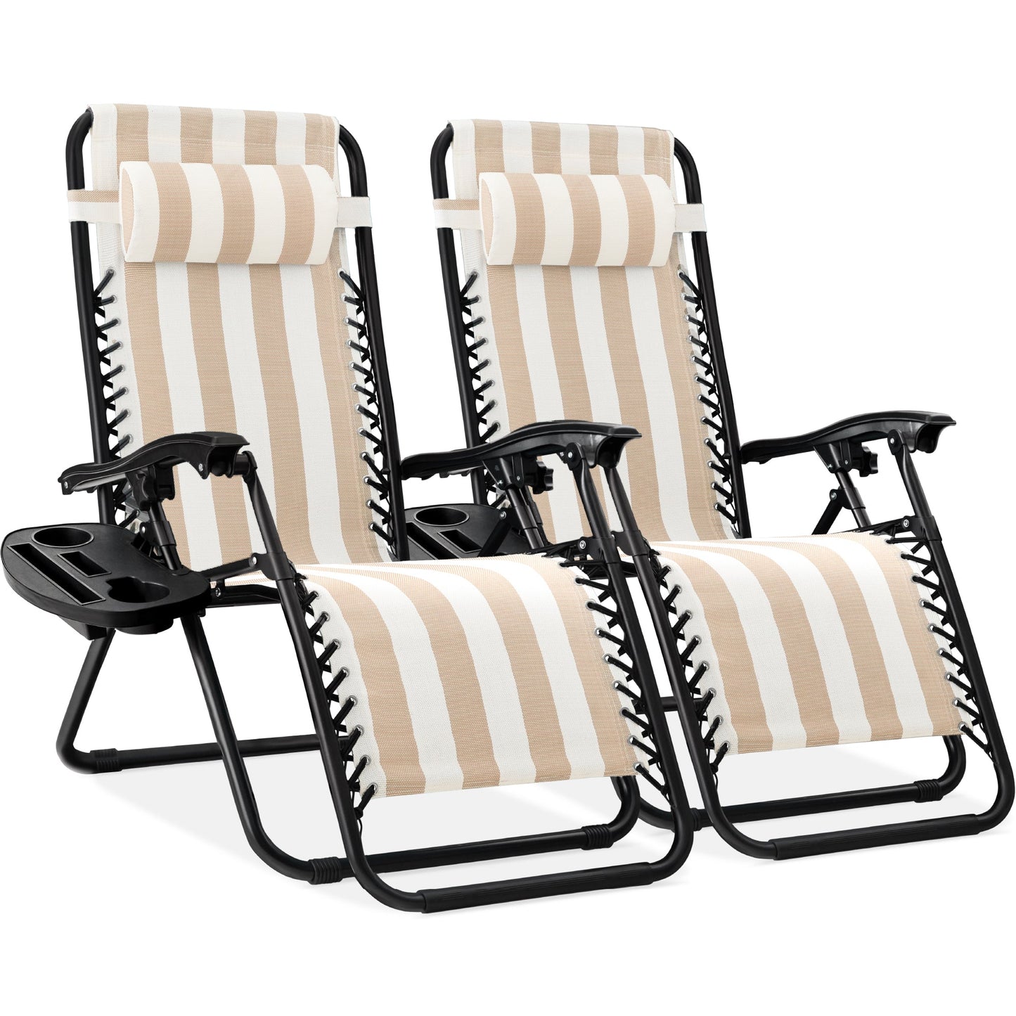 Set of 2 Adjustable Zero Gravity Patio Chair Recliners w/ Cup Holders