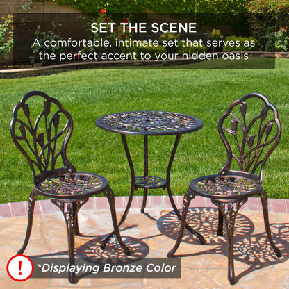 3-Piece Cast Aluminum Patio Bistro Furniture Set