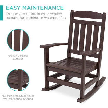 All-Weather Indoor Outdoor Porch Rocking Chair w/ 300lb Weight Capacity