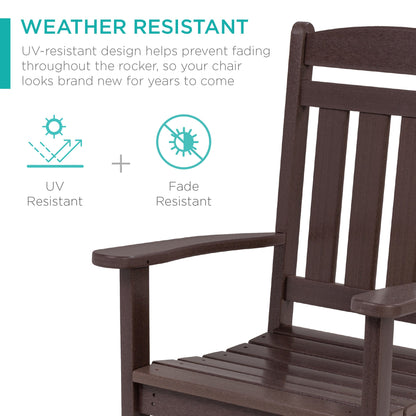 All-Weather Indoor Outdoor Porch Rocking Chair w/ 300lb Weight Capacity