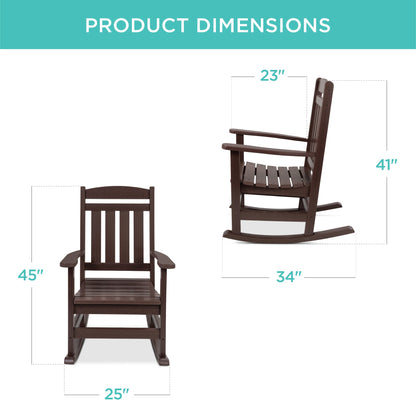 All-Weather Indoor Outdoor Porch Rocking Chair w/ 300lb Weight Capacity