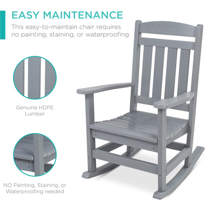 All-Weather Indoor Outdoor Porch Rocking Chair w/ 300lb Weight Capacity