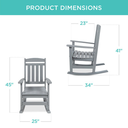 All-Weather Indoor Outdoor Porch Rocking Chair w/ 300lb Weight Capacity