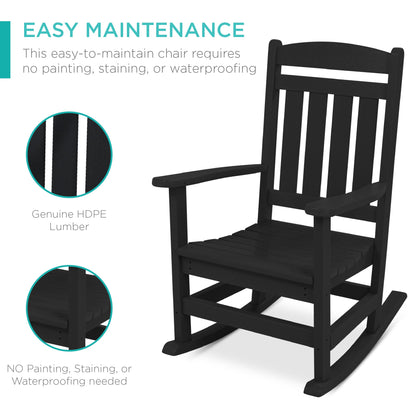 All-Weather Indoor Outdoor Porch Rocking Chair w/ 300lb Weight Capacity