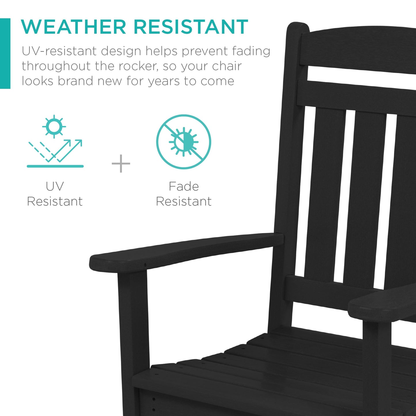 All-Weather Indoor Outdoor Porch Rocking Chair w/ 300lb Weight Capacity