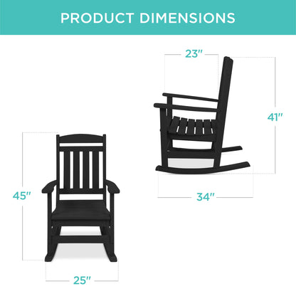 All-Weather Indoor Outdoor Porch Rocking Chair w/ 300lb Weight Capacity