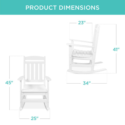 All-Weather Indoor Outdoor Porch Rocking Chair w/ 300lb Weight Capacity