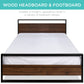 Metal Wood Platform Queen Bed Frame w/ Wooden Slats