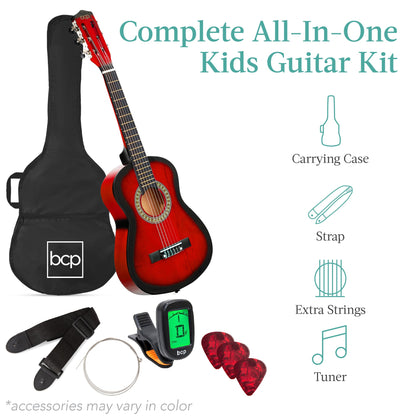 Kids Acoustic Guitar Beginner Starter Kit with Carrying Case - 30in