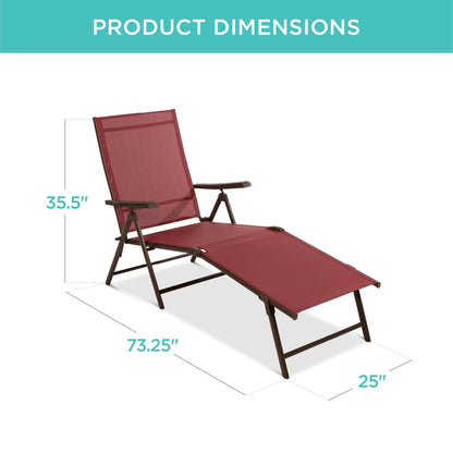 Set of 2 Outdoor Patio Chaise Recliner Lounge Chairs w/ Rust-Resistant Frame