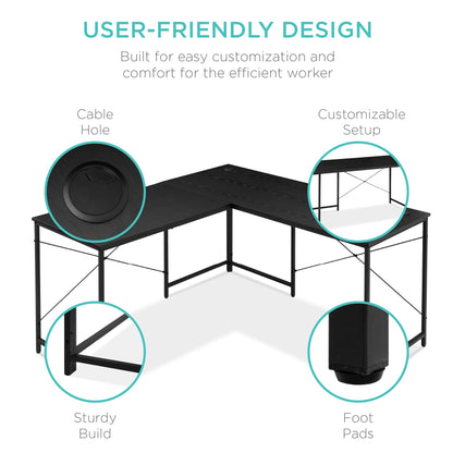 Modular L-Shaped Office Desk w/Customizable Setup - 94.5in