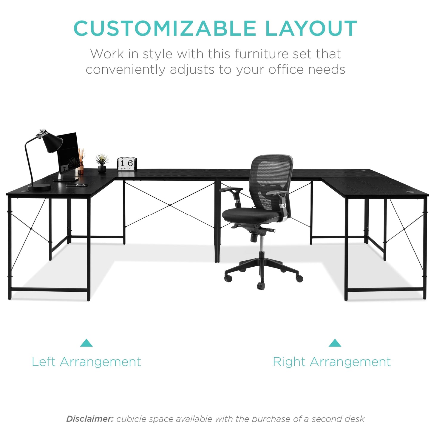 Modular L-Shaped Office Desk w/Customizable Setup - 94.5in