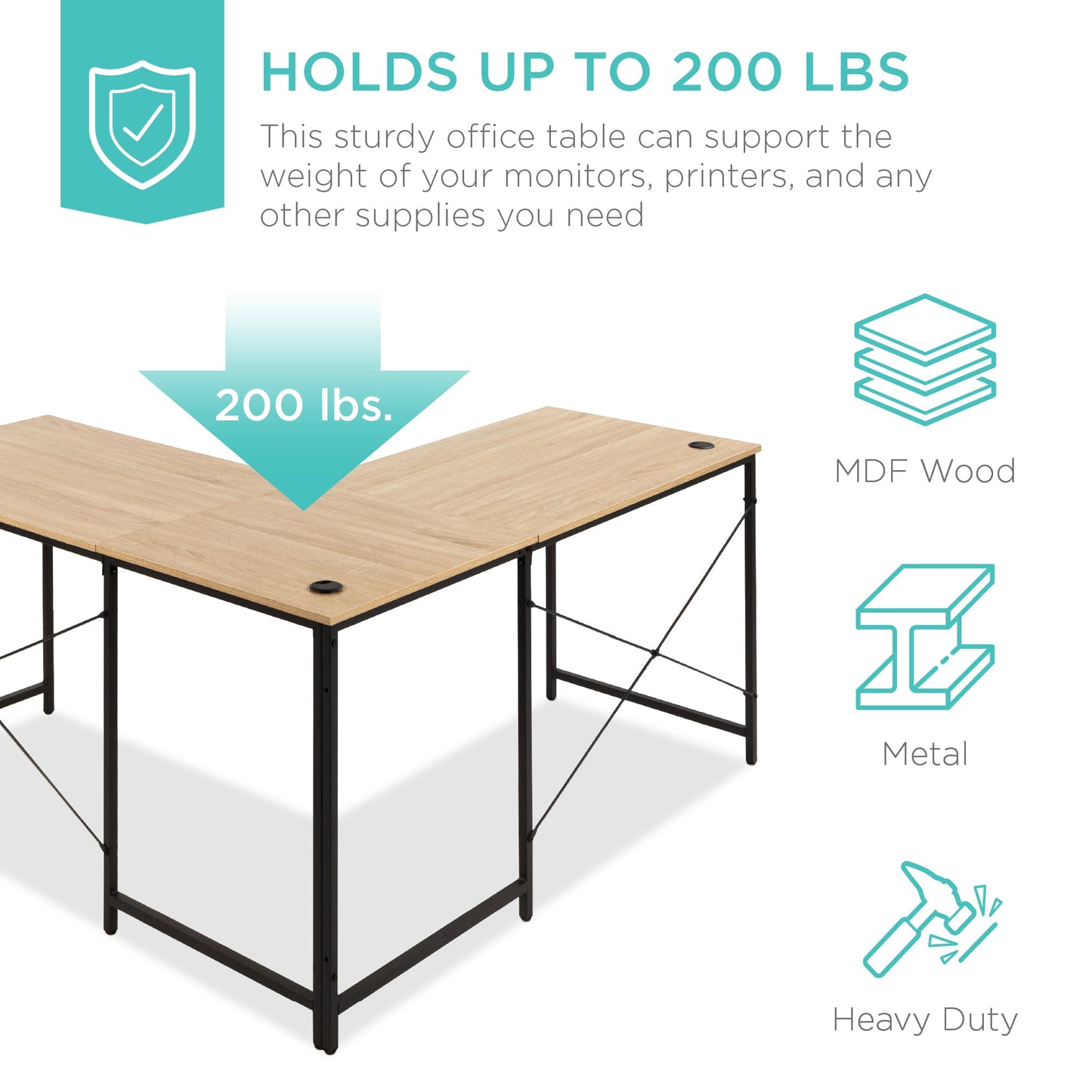 Modular L-Shaped Office Desk w/Customizable Setup - 94.5in