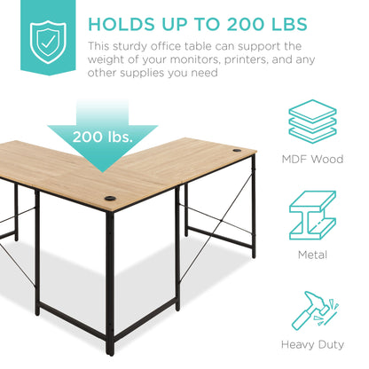 Modular L-Shaped Office Desk w/Customizable Setup - 94.5in