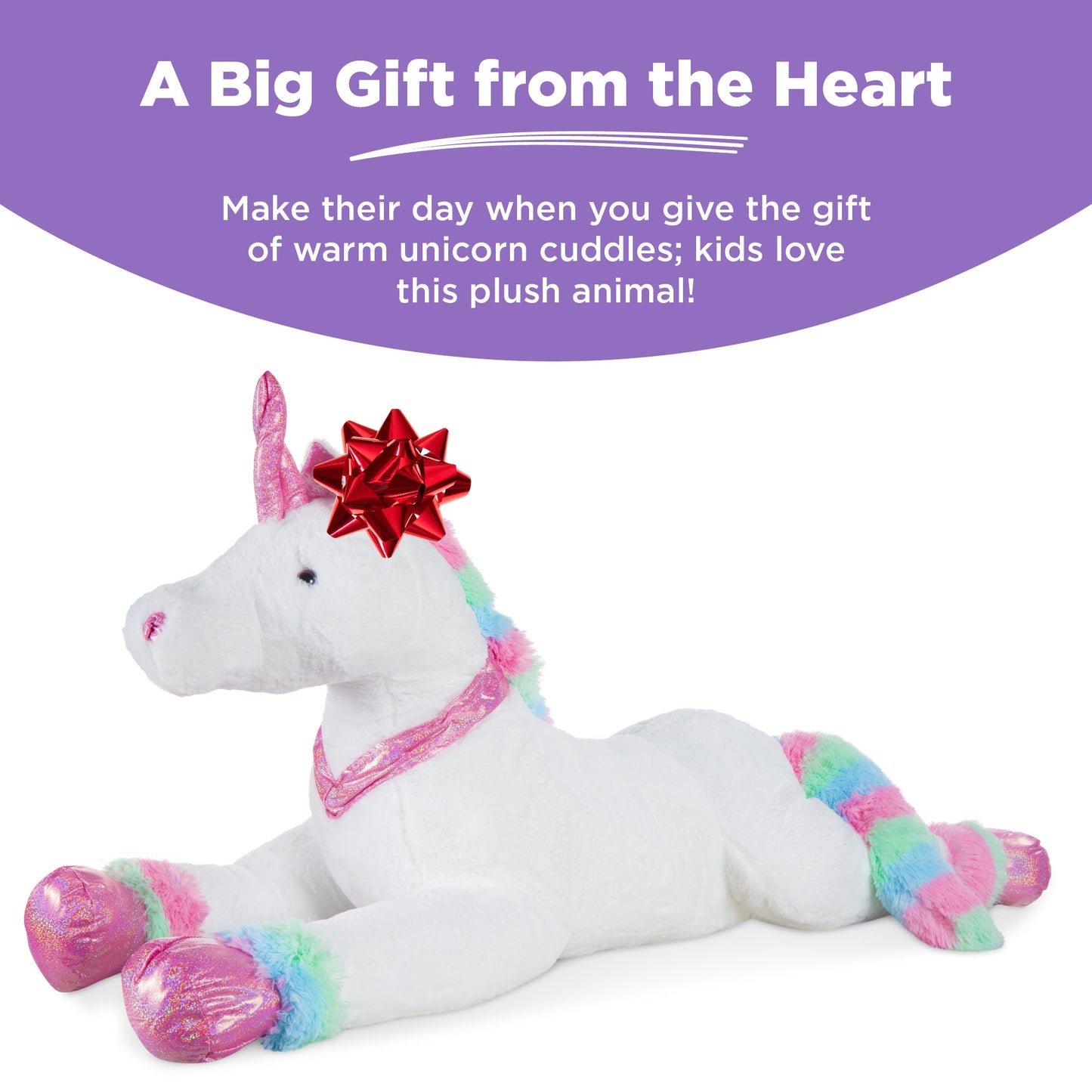 Kids Extra Large Life-Size Plush Rainbow Unicorn Stuffed Animal w/ Soft Fur