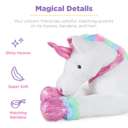 Kids Extra Large Life-Size Plush Rainbow Unicorn Stuffed Animal w/ Soft Fur