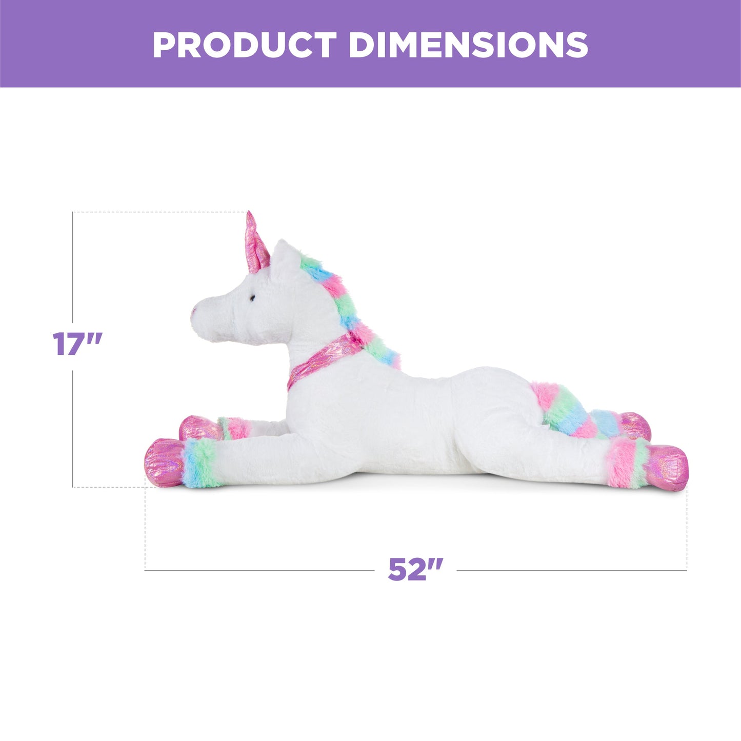 Kids Extra Large Life-Size Plush Rainbow Unicorn Stuffed Animal w/ Soft Fur