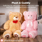 Giant Plush Teddy Bear Stuffed Animal w/ Bow Tie, Paw Prints - 38in