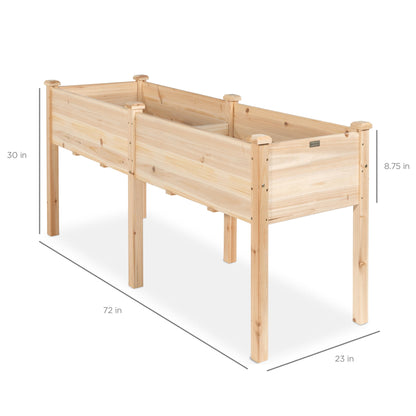 Raised Garden Bed, Elevated Wood Garden Planter Stand - 72x23x30in