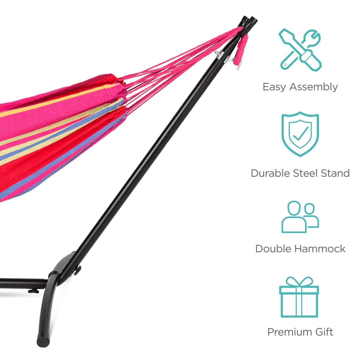 2-Person Brazilian-Style Double Hammock w/ Carrying Bag and Steel Stand