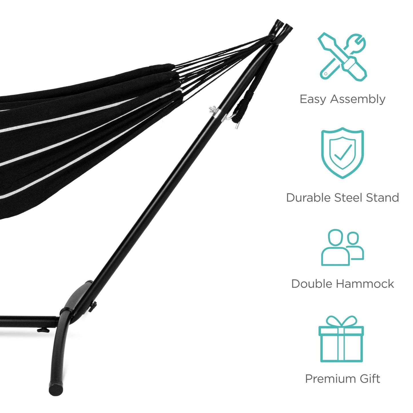 2-Person Brazilian-Style Double Hammock w/ Carrying Bag and Steel Stand