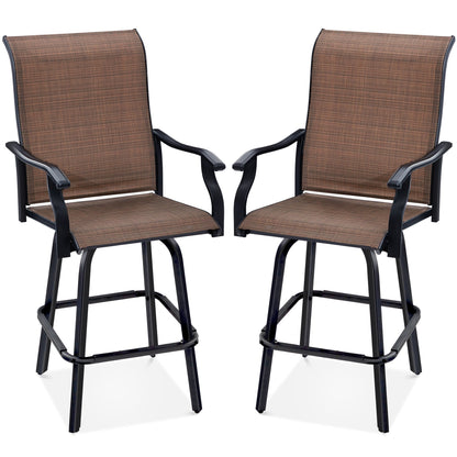 Set of 2 Swivel Barstools w/ 360 Rotation, All-Weather Mesh