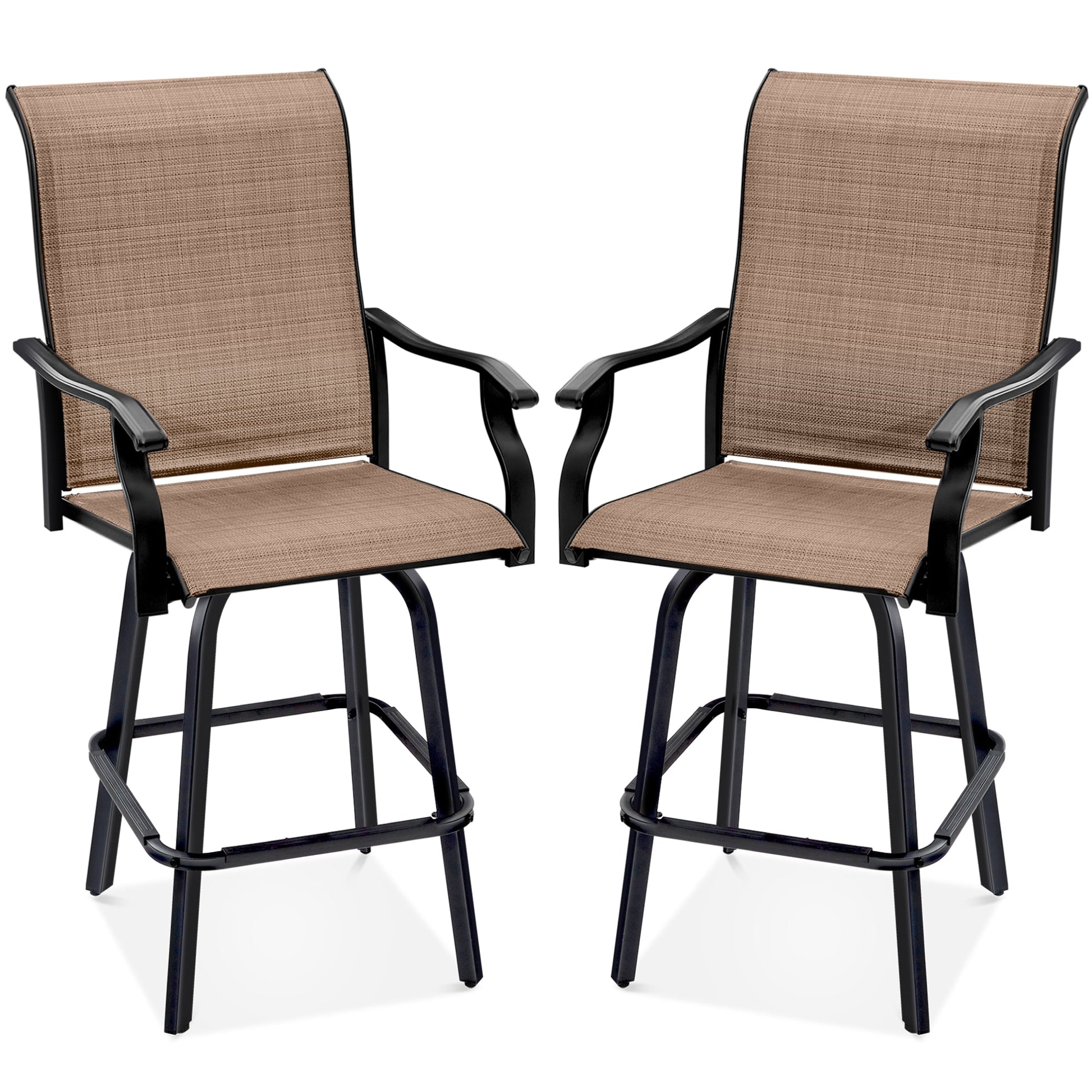 Set of 2 Swivel Barstools w/ 360 Rotation, All-Weather Mesh