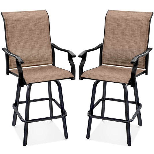 Set of 2 Swivel Barstools w/ 360 Rotation, All-Weather Mesh