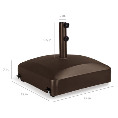 Fillable Mobile Umbrella Base Stand w/ 4 Wheels, 2 Locks, 123lb Capacity