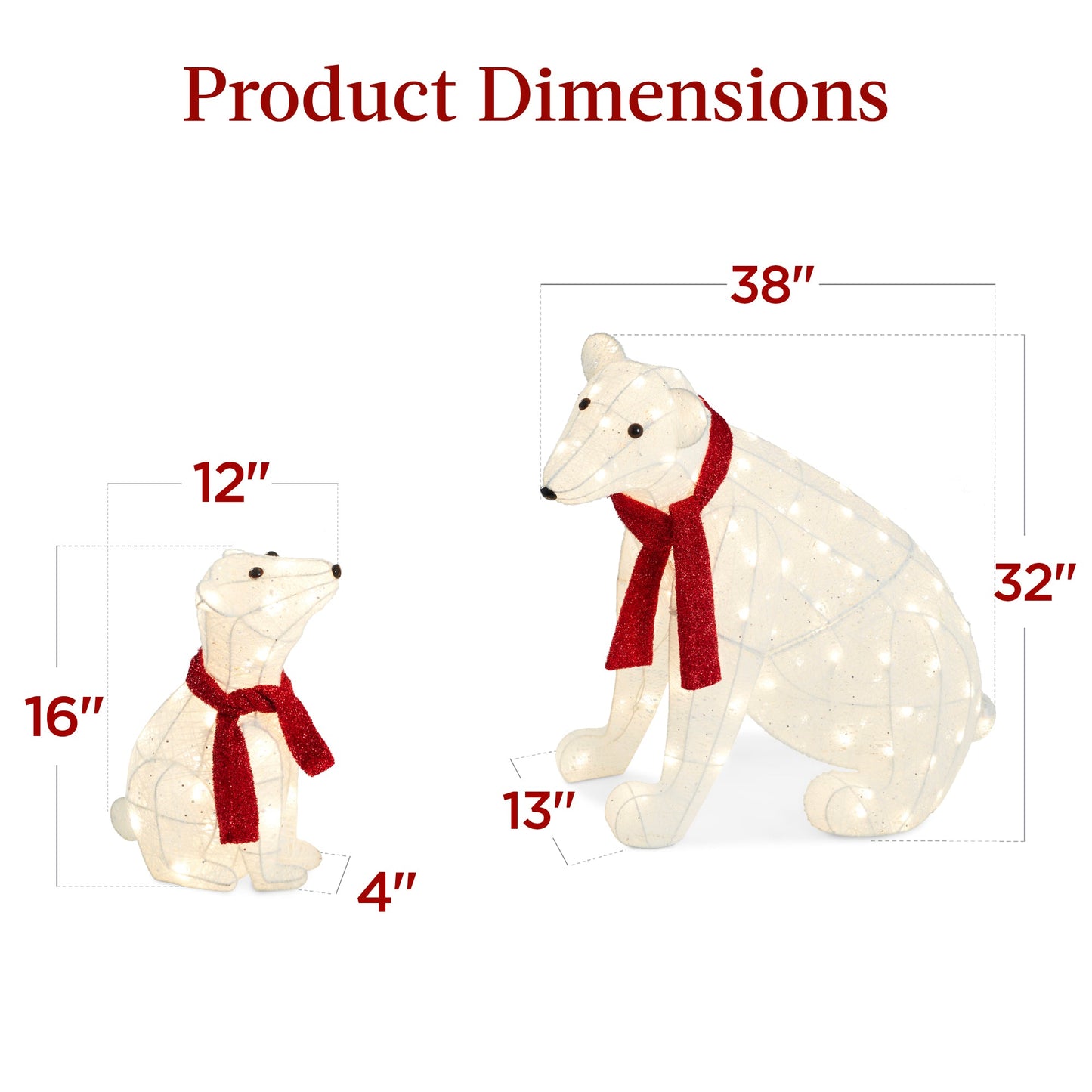 2-Piece Lighted Polar Bear Family Outdoor Decor Set w/ LED Lights