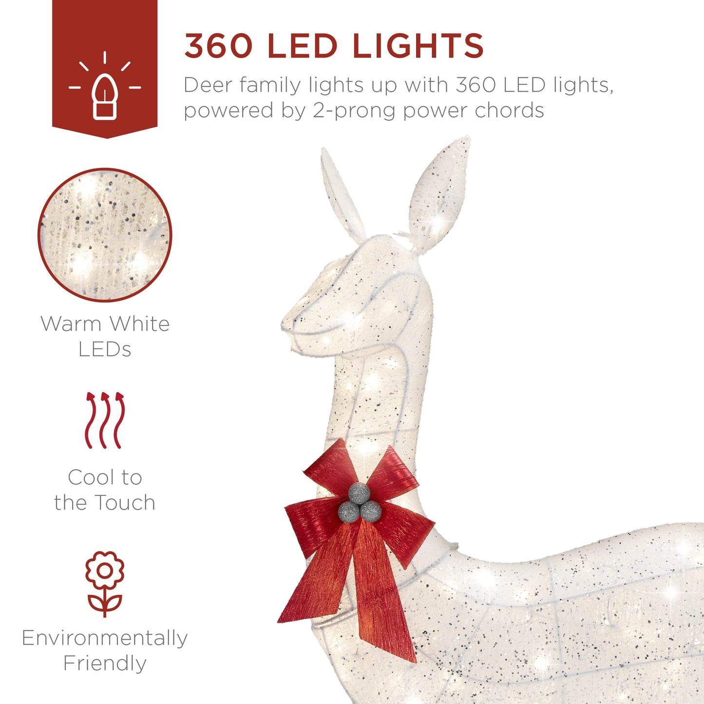 3-Piece Lighted Christmas Deer Set Outdoor Decor with LED Lights