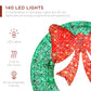 Pre-Lit Outdoor Christmas Wreath, LED Metal Holiday Decor w/ Bow - 48in