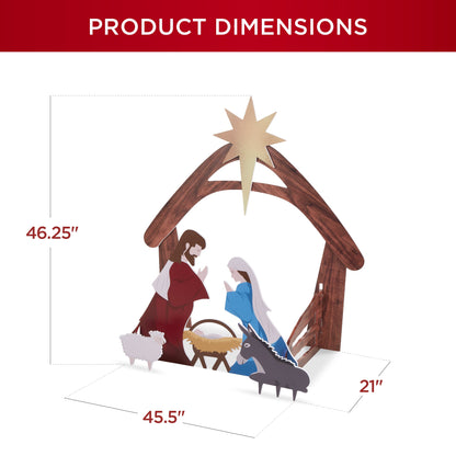 Christmas Nativity Scene Yard Decoration w/ Water Resistant PVC - 4ft