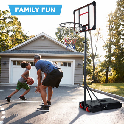 Kids Height-Adjustable Basketball Hoop, Portable Backboard System w/ Wheels