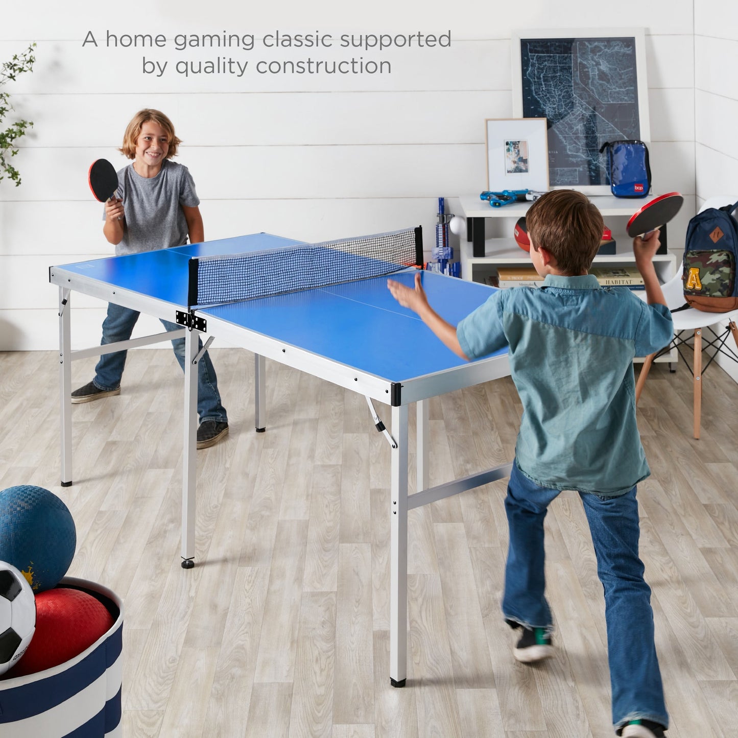 Portable Ping Pong Table Tennis Game Set w/ Paddles, Balls - 6x3ft