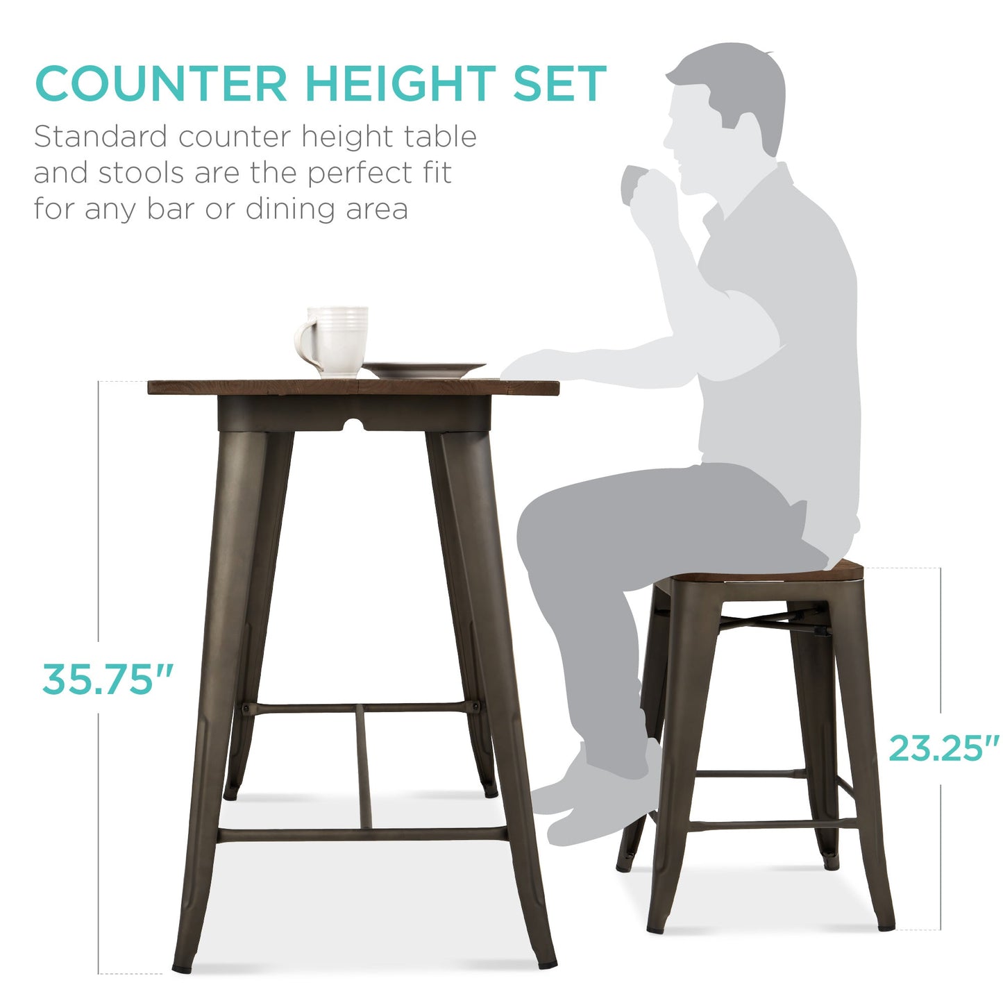 5-Piece Counter Height Dining Set w/ 4 Backless Stools, 330lb Capacity