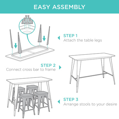 5-Piece Counter Height Dining Set w/ 4 Backless Stools, 330lb Capacity