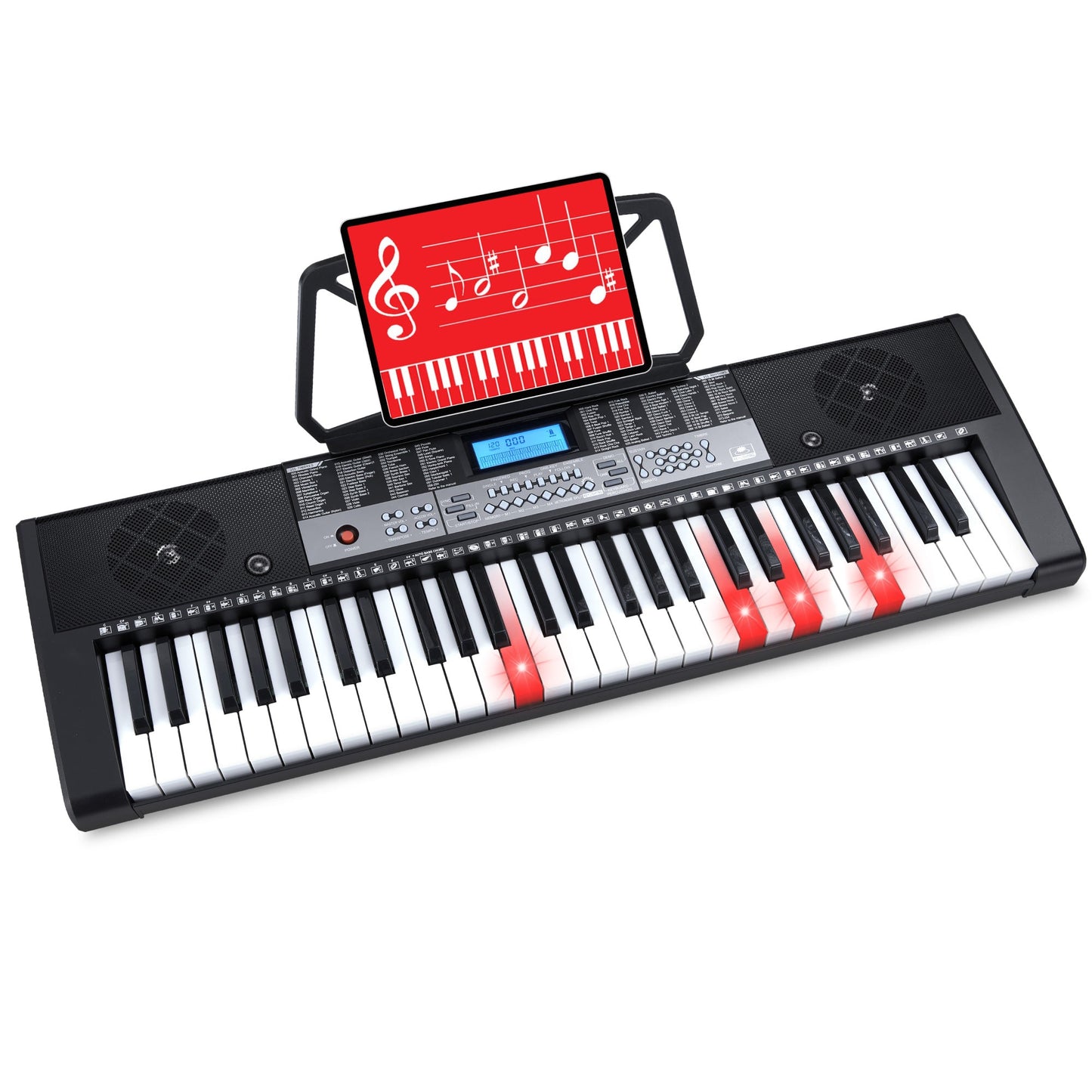 54-Key Beginners Electronic Keyboard Piano Set w/ Lighted Keys, LCD Screen