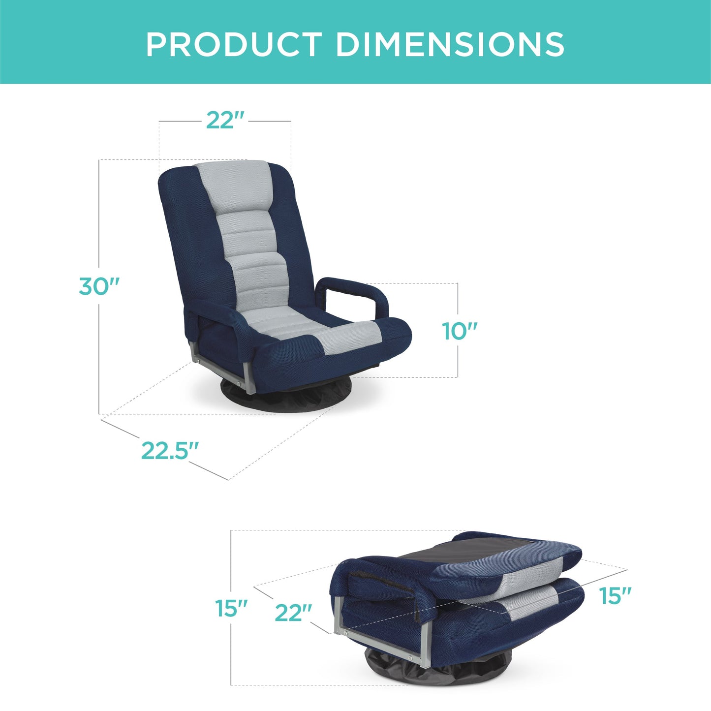 Gaming Floor Chair w/ 360-Degree Swivel, Armrest, Adjustable Backrest